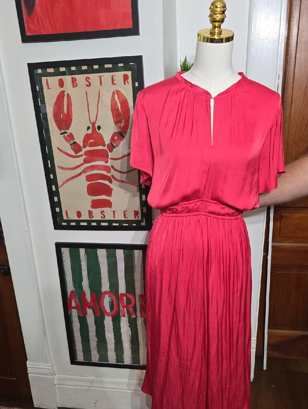Lane Bryant Fuchsia Pleated Midi Dress 20